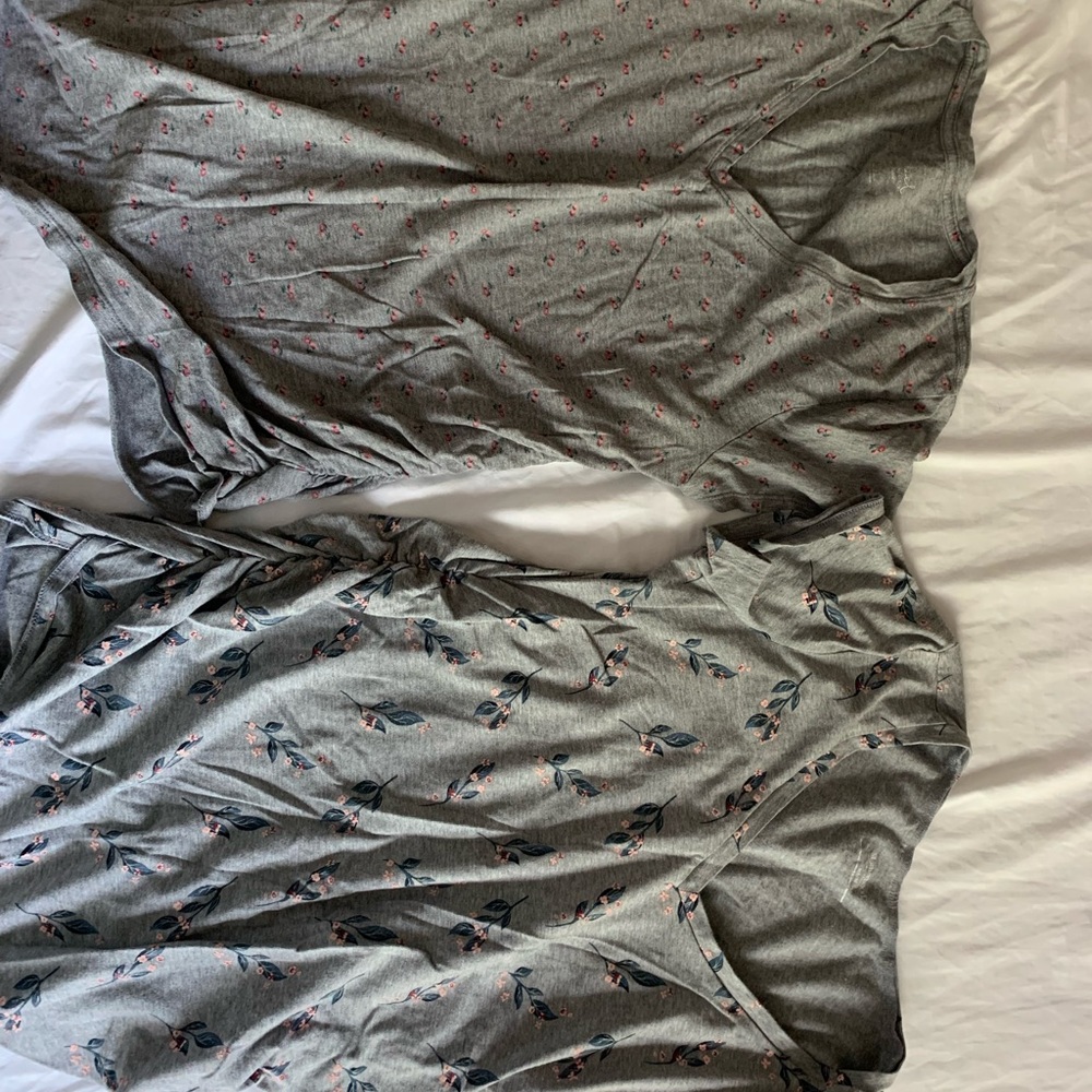 2 grey maternity shirts